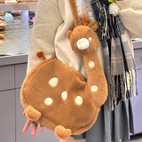 Maxbell Cartoon Giraffe Crossbody Bag Pouch Portable Shopping Bag Funny Shoulder Bag Brown