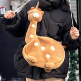 Maxbell Cartoon Giraffe Crossbody Bag Pouch Portable Shopping Bag Funny Shoulder Bag Brown