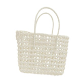 Maxbell Womens Woven Handbag Lightweight Top Handle Bag for Dating Holiday Commuting White