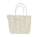 Maxbell Womens Woven Handbag Lightweight Top Handle Bag for Dating Holiday Commuting White