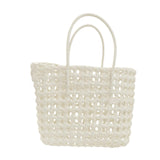 Maxbell Womens Woven Handbag Lightweight Top Handle Bag for Dating Holiday Commuting White