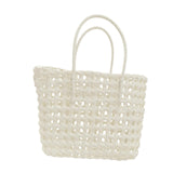 Maxbell Womens Woven Handbag Lightweight Top Handle Bag for Dating Holiday Commuting White