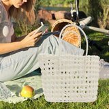 Maxbell Womens Woven Handbag Lightweight Top Handle Bag for Dating Holiday Commuting White