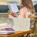 Maxbell Womens Woven Handbag Lightweight Top Handle Bag for Dating Holiday Commuting White