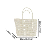 Maxbell Womens Woven Handbag Lightweight Top Handle Bag for Dating Holiday Commuting White