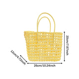 Maxbell Womens Woven Handbag Lightweight Top Handle Bag for Dating Holiday Commuting Yellow
