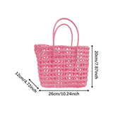 Maxbell Womens Woven Handbag Lightweight Top Handle Bag for Dating Holiday Commuting Pink