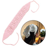 Maxbell Crochet Hair Bandana Headwrap Hairbands for Role Play Photo Shoot Masquerade Pink Butterfly