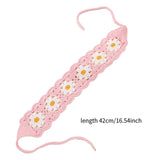 Maxbell Crochet Hair Bandana Headwrap Hairbands for Role Play Photo Shoot Masquerade Pink Flower