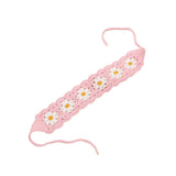 Maxbell Crochet Hair Bandana Headwrap Hairbands for Role Play Photo Shoot Masquerade Pink Flower