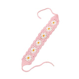 Maxbell Crochet Hair Bandana Headwrap Hairbands for Role Play Photo Shoot Masquerade Pink Flower