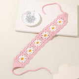 Maxbell Crochet Hair Bandana Headwrap Hairbands for Role Play Photo Shoot Masquerade Pink Flower