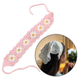Maxbell Crochet Hair Bandana Headwrap Hairbands for Role Play Photo Shoot Masquerade Pink Flower