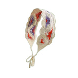 Maxbell Crochet Hair Bandana Headwrap Hairbands for Role Play Photo Shoot Masquerade Red Violet