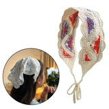 Maxbell Crochet Hair Bandana Headwrap Hairbands for Role Play Photo Shoot Masquerade Red Violet