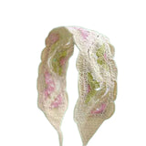 Maxbell Crochet Hair Bandana Headwrap Hairbands for Role Play Photo Shoot Masquerade Pink Green