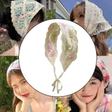 Maxbell Crochet Hair Bandana Headwrap Hairbands for Role Play Photo Shoot Masquerade Pink Green