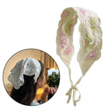Maxbell Crochet Hair Bandana Headwrap Hairbands for Role Play Photo Shoot Masquerade Pink Green