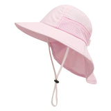 Maxbell Wide Brim Bucket Hat for Kids Breathable Sun Hat for Outdoor Garden Climbing Pink