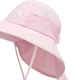 Maxbell Wide Brim Bucket Hat for Kids Breathable Sun Hat for Outdoor Garden Climbing Pink