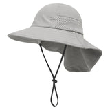 Maxbell Wide Brim Bucket Hat for Kids Breathable Sun Hat for Outdoor Garden Climbing Gray