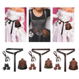 Maxbell 5 Pieces Medieval Belt Bag Skirt Hikes Bottle for Fantasy Events Masquerades Black