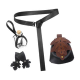 Maxbell 5 Pieces Medieval Belt Bag Skirt Hikes Bottle for Fantasy Events Masquerades Black