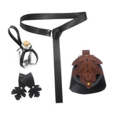Maxbell 5 Pieces Medieval Belt Bag Skirt Hikes Bottle for Fantasy Events Masquerades Black