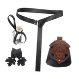 Maxbell 5 Pieces Medieval Belt Bag Skirt Hikes Bottle for Fantasy Events Masquerades Black
