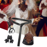 Maxbell 5 Pieces Medieval Belt Bag Skirt Hikes Bottle for Fantasy Events Masquerades Black