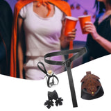 Maxbell 5 Pieces Medieval Belt Bag Skirt Hikes Bottle for Fantasy Events Masquerades Black