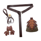 Maxbell 5 Pieces Medieval Belt Bag Skirt Hikes Bottle for Fantasy Events Masquerades Green