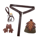 Maxbell 5 Pieces Medieval Belt Bag Skirt Hikes Bottle for Fantasy Events Masquerades Green