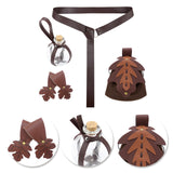 Maxbell 5 Pieces Medieval Belt Bag Skirt Hikes Bottle for Fantasy Events Masquerades Brown