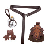 Maxbell 5 Pieces Medieval Belt Bag Skirt Hikes Bottle for Fantasy Events Masquerades Brown