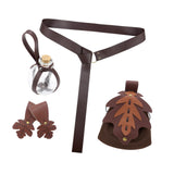 Maxbell 5 Pieces Medieval Belt Bag Skirt Hikes Bottle for Fantasy Events Masquerades Brown