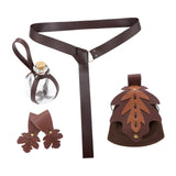 Maxbell 5 Pieces Medieval Belt Bag Skirt Hikes Bottle for Fantasy Events Masquerades Brown