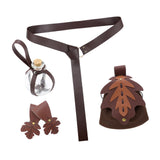 Maxbell 5 Pieces Medieval Belt Bag Skirt Hikes Bottle for Fantasy Events Masquerades Brown