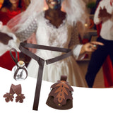 Maxbell 5 Pieces Medieval Belt Bag Skirt Hikes Bottle for Fantasy Events Masquerades Brown