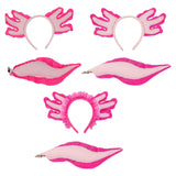 Maxbell Axolotl Headband and Tail Set Cute Axolotl Costume for Role Playing Festival Pink