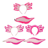 Maxbell Axolotl Headband and Tail Set Cute Axolotl Costume for Role Playing Festival Pink