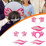 Maxbell Axolotl Headband and Tail Set Cute Axolotl Costume for Role Playing Festival Pink