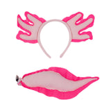 Maxbell Axolotl Headband and Tail Set Cute Axolotl Costume for Role Playing Festival Pink