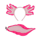 Maxbell Axolotl Headband and Tail Set Cute Axolotl Costume for Role Playing Festival Pink