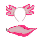 Maxbell Axolotl Headband and Tail Set Cute Axolotl Costume for Role Playing Festival Pink