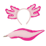 Maxbell Axolotl Headband and Tail Set Cute Axolotl Costume for Role Playing Festival Rose Red