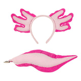 Maxbell Axolotl Headband and Tail Set Cute Axolotl Costume for Role Playing Festival Rose Red