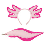 Maxbell Axolotl Headband and Tail Set Cute Axolotl Costume for Role Playing Festival Rose Red