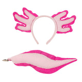 Maxbell Axolotl Headband and Tail Set Cute Axolotl Costume for Role Playing Festival Rose Red
