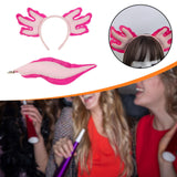 Maxbell Axolotl Headband and Tail Set Cute Axolotl Costume for Role Playing Festival Rose Red